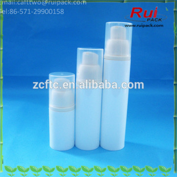 15/30/50ml plastic PP white airless bottle with half transparent cap, empty airless bottle for cosmetic packaging