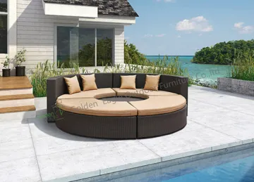 New-design Curved Wicker Outdoor Sofa Set with Cushion