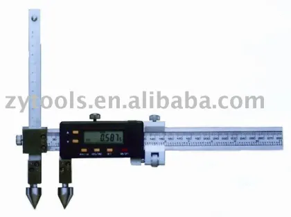 Center distance digital calipers with awl anvils
