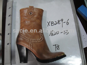 Ladies Women Middle Heel Winter Boot Dots Deco Special Gold Toe
