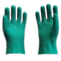 Green PVC Impregnated Foamed Gloves.Cotton lined gloves