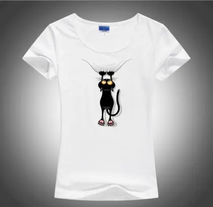 Hot sale summer naughty black cat 3D t shirt women lovely cartoon shirt Good quality comfortable brand cotton shirts
