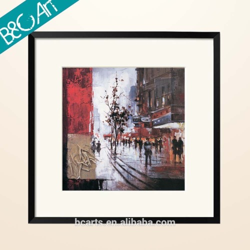 High quality famous abstract rain day paris street oil painting