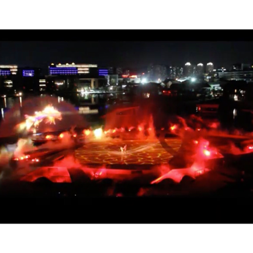 Water Dancing Fountain Show with fire
