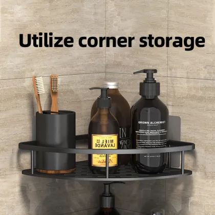 Metal Bathroom Wall-Mounted Floating Corner Shelves Organizer