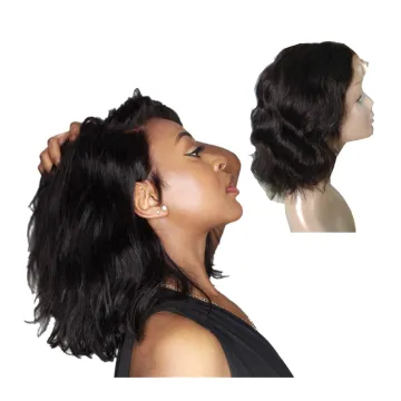 100  Brazilian Virgin Remy Human Hair Body Wave Short Bob Curly Lace Front Wig With Baby Hair