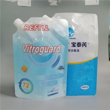 plastic packaging stand up spout pouch with handle