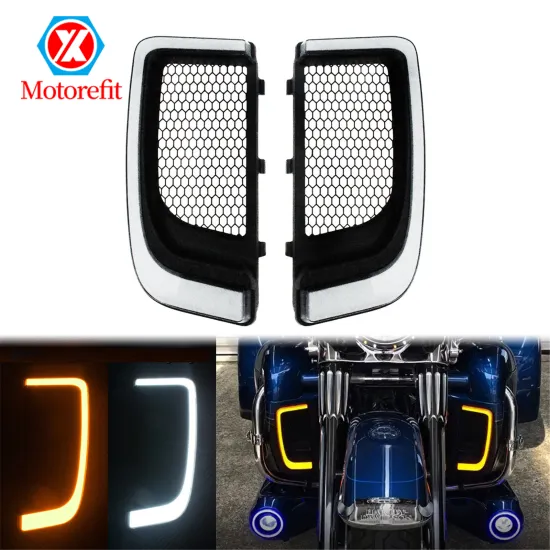 LED Fairing Lower Grills Turn Signal Running Light for Harley Touring Motorcycles