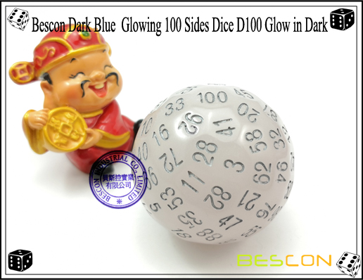 Bescon Dark Blue Glowing 100 Sides Dice D100 Glow in Dark-1