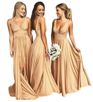 Split V Neck Bridesmaid Dresses