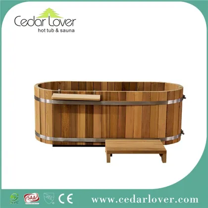 Mini outdoor wooden bathtub