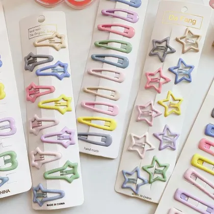 Korean Cream Color BB Clip Hairpins for Baby Girls (10 Pcs)
