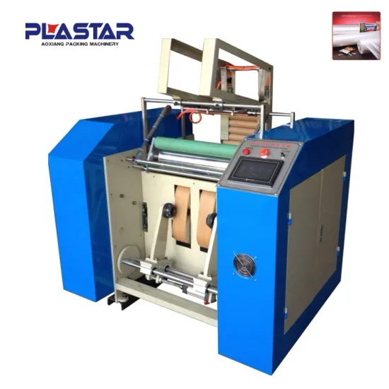 Plastic/paper rewinding and slitting machine