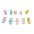 100Pcs/Set Cute Rabbit Bunny Miniatures Ornaments Creative Lovely Rabbit Figurines Cartoon Animal Slime Charms Garden Decoration