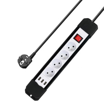 4 Way EU Plug Surge Protector with 3 USB Ports