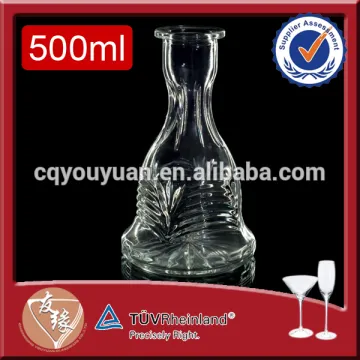 Custom new design wholesale unique 750ml clear high flint glass hookah base bottle