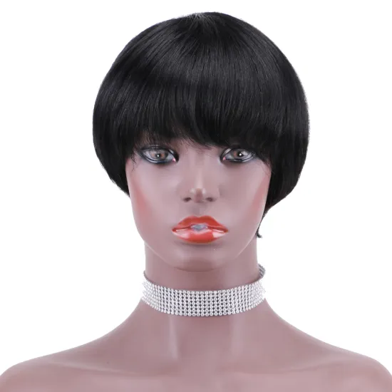 Short Pixie Cut Bob Wigs Human Hair For Women,Peruvian Pre Plucked Human Hair Short Bob Wigs Full Machine Made Wig