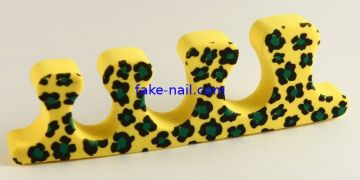 Yellow Colors 3 Holes Toe Dividers , Leopard Printing Toe Dividers