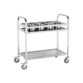 Stainless steel spice trolley used in hotel kitchens