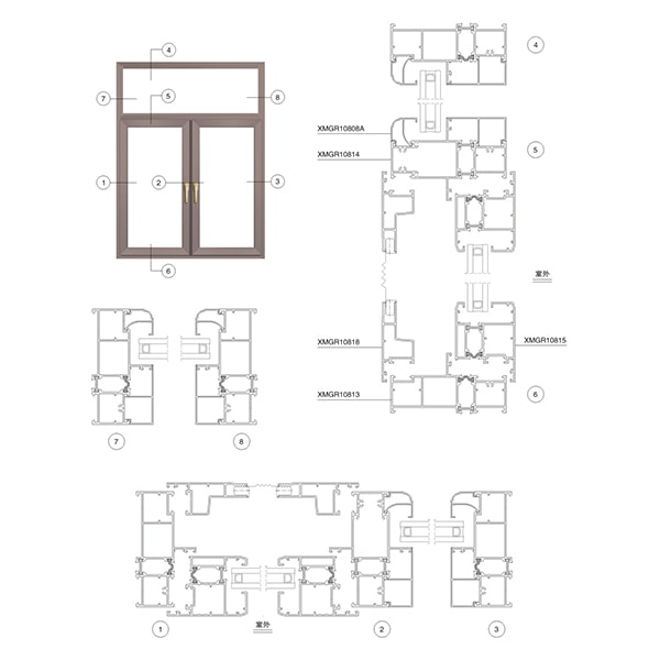 Aluminum XMGR108 Insulated Window Yarn One Assembly Structure