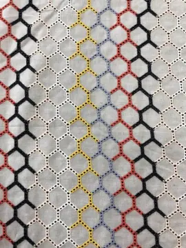 Six Color Hexagon Cotton Embroider Fabric