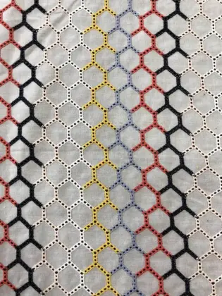 Six Color Hexagon Cotton Embroider Fabric