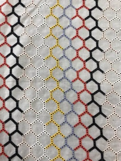 Six Color Hexagon Cotton Embroider Fabric