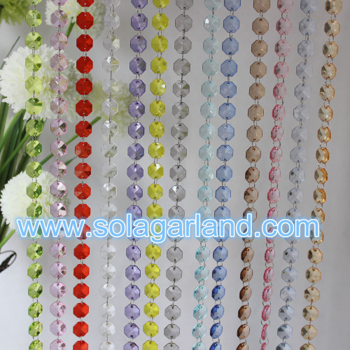 Nouveau style de rideau perlé octogone lustre en cristal acrylique rideaux personnalisés en ligne