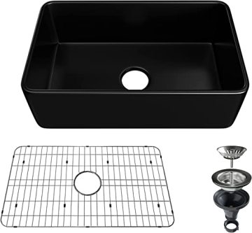 Tenggelam dapur rumah seramik hitam 30 inci