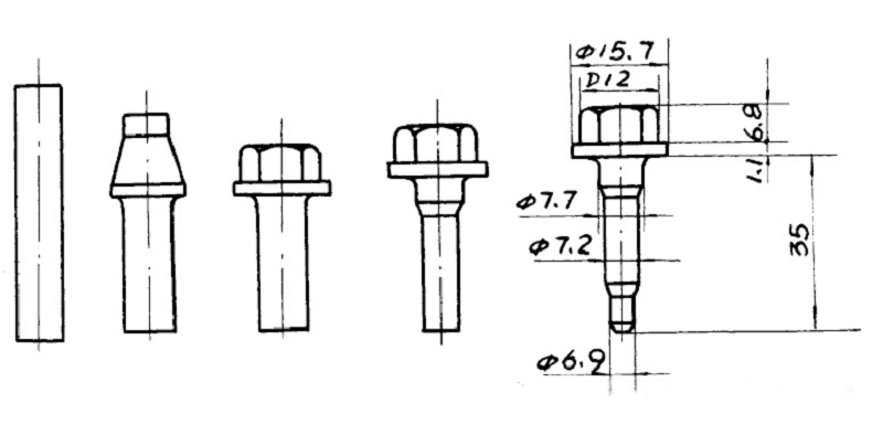 Collection of Hexagon Small Flange Bolt Cold Heading Processes