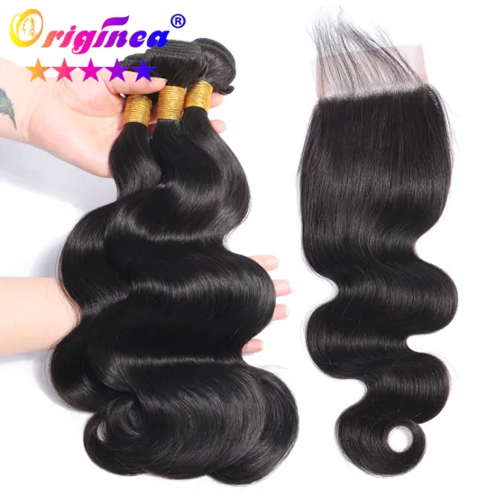 cheap raw remy Mongolian human hair weave body wave hair bundles with lace closure/frontal