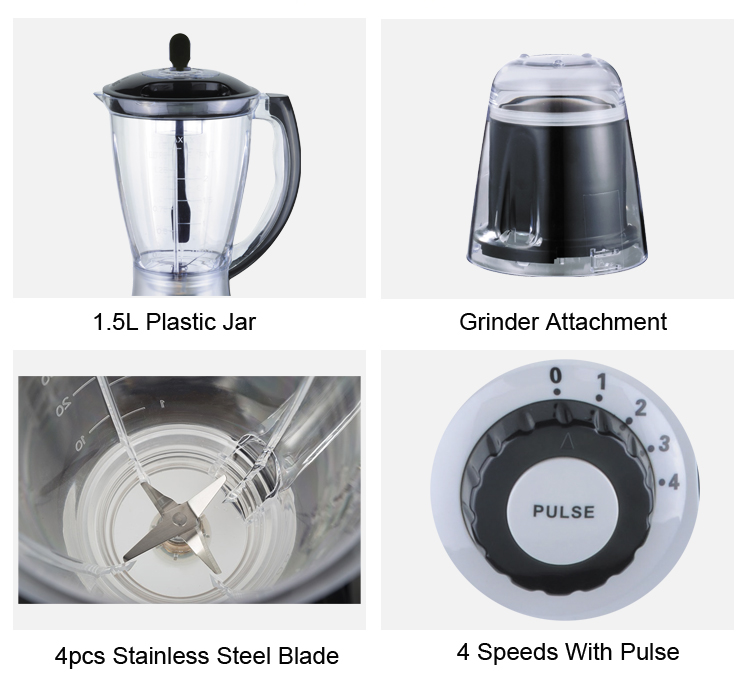 Plastic Jar 300W Black Kitchen Blender