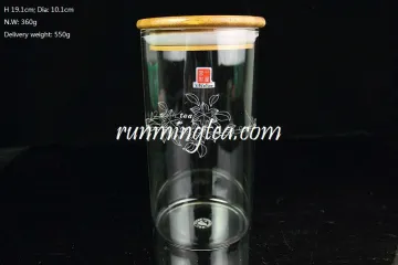 Hot sale glass Jar with wood lid , glass jar with lid