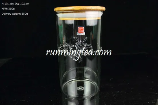 Hot sale glass Jar with wood lid , glass jar with lid