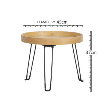 Small Extra-Low Natural Bamboo Round Foldable Side Table
