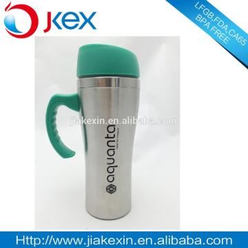FDA pass insulated stainless steel and plastic coffee travel mug with handle