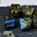Pure Natural Gemstone DND Dice Set with Case, 7PCS Handmade Real Stone Dice Set for Dungeons and Dragons Tabletop Games