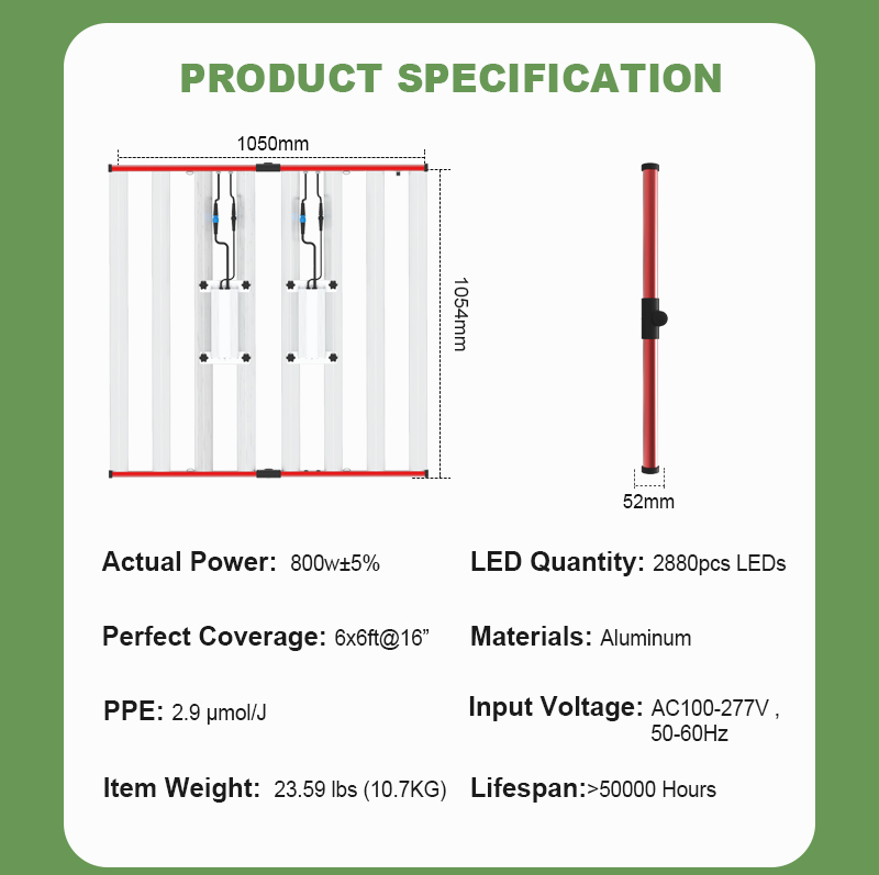 LED مصنع مائي ينمو ضوء 8 أشرطة 800W