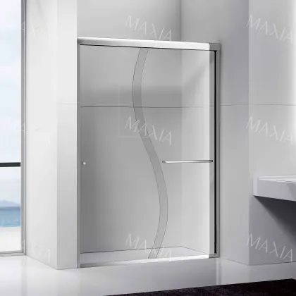 Black border S-shaped glass shower partition