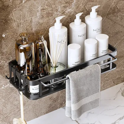 Wall-Hanging Metal Bathroom Storage Rack