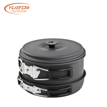 New black Outdoor Backpacking Pots And Pans Set