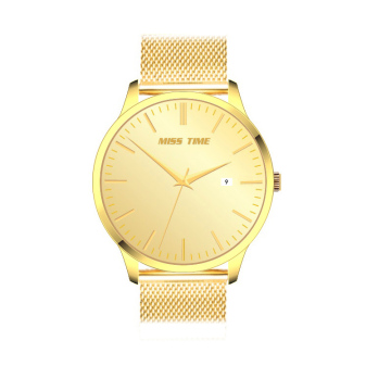 gold bands steel case mesh band watch