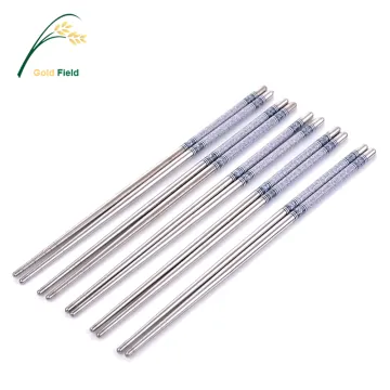 Stainless Steel Blue and White Porcelain Non-slip Heat Insulation Spiral Chopsticks