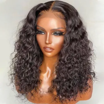 Deep Curly Wave Short Bob Wig Raw Brazilian Virgin Human Hair HD Transparent Lace Front Wigs For Black Women Human Hair Bob Wigs