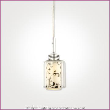 LED White with Black Pattern Glass Pendant Light