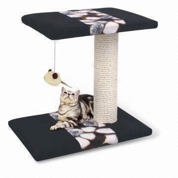 Kleine Katze Scratcher Baum mit Real Sound Maus und Rock Stein Muster-Stoff