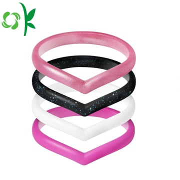 Populära hjärtformade silikon ringar bröllop elastisk kärlek ring