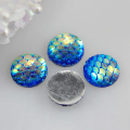 AB Color Fish Scale Iridescent Cabochon Resin Fish Scale Round Cabochon Mermaid Fish Scale 11MM Spacer Mermaid Party