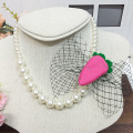 Trẻ em Choker với động vật lớn vải quyến rũ Pearl Necklace