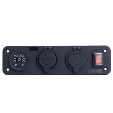 4 Gang Waterproof Car Auto Boat Marine Switch Panel with Voltmeter and Dual USB Ports